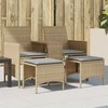 Dvivietė sodo sofa su staliuku/taburetėmis, smėlio, poliratanas