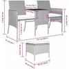 Dvivietė sodo sofa su staliuku/taburetėmis, juoda, poliratanas