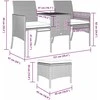 Dvivietė sodo sofa su staliuku/taburetėmis, pilka, poliratanas