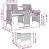 Dvivietė sodo sofa su staliuku/taburetėmis, pilka, poliratanas