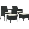 Dvivietė sodo sofa su staliuku/taburetėmis, juoda, poliratanas
