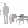 Dvivietė sodo sofa su staliuku/taburetėmis, juoda, poliratanas