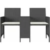 Dvivietė sodo sofa su staliuku/taburetėmis, juoda, poliratanas