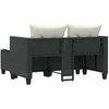 Dvivietė sodo sofa su taburetėmis, juodos spalvos, poliratanas