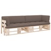 Dvivietė sofa iš palečių su pagalvėlėmis, impregnuota pušis