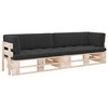 Dvivietė sofa iš palečių su pagalvėlėmis, impregnuota pušis
