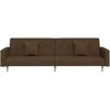 Dvivietė sofa-lova dvejomis pagalvėmis, rudos spalvos, audinys