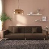 Dvivietė sofa-lova dvejomis pagalvėmis, rudos spalvos, audinys