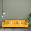 Dvivietė sofa-lova, geltonos spalvos, aksomas
