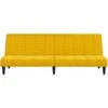 Dvivietė sofa-lova, geltonos spalvos, aksomas