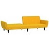 Dvivietė sofa-lova, geltonos spalvos, aksomas