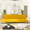 Dvivietė sofa-lova, geltonos spalvos, aksomas
