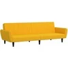 Dvivietė sofa-lova, geltonos spalvos, aksomas
