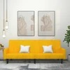 Dvivietė sofa-lova, geltonos spalvos, aksomas