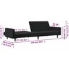 Dvivietė sofa-lova, juodos spalvos, aksomas