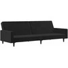 Dvivietė sofa-lova, juodos spalvos, aksomas