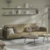 Dvivietė sofa-lova, kapučino spalvos, dirbtinė oda