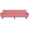Dvivietė sofa-lova, rožinės spalvos, aksomas
