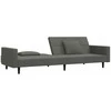 Dvivietė sofa-lova su dvejomis pagalvėmis, pilka, aksomas
