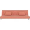 Dvivietė sofa-lova su dvejomis pagalvėmis, rožinė, aksomas