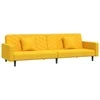 Dvivietė sofa-lova su dvejomis pagalvėmis, geltona, aksomas