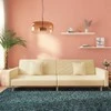 Dvivietė sofa-lova su dvejomis pagalvėmis, kreminė, audinys