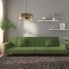 Dvivietė sofa-lova su dvejomis pagalvėmis, žalia, aksomas