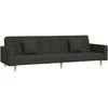Dvivietė sofa-lova su dvejomis pagalvėmis, juoda, audinys