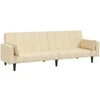 Dvivietė sofa-lova su dvejomis pagalvėmis, kreminė, audinys