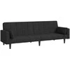 Dvivietė sofa-lova su dvejomis pagalvėmis, juoda, audinys