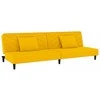 Dvivietė sofa-lova su dvejomis pagalvėmis, geltona, aksomas