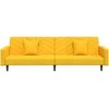 Dvivietė sofa-lova su dvejomis pagalvėmis, geltona, aksomas
