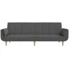 Dvivietė sofa-lova su dvejomis pagalvėmis, pilka, audinys