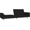 Dvivietė sofa-lova su dvejomis pagalvėmis, juoda, aksomas