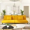 Dvivietė sofa-lova su dvejomis pagalvėmis, geltona, aksomas