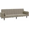 Dvivietė sofa-lova su dvejomis pagalvėmis, pilka, aksomas