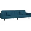 Dvivietė sofa-lova su dvejomis pagalvėmis, mėlyna, aksomas