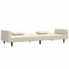 Dvivietė sofa-lova su dvejomis pagalvėmis, kreminė, aksomas