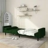 Dvivietė sofa-lova su dvejomis pagalvėmis, žalia, aksomas