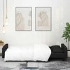 Dvivietė sofa-lova su dvejomis pagalvėmis, juoda, aksomas