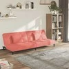 Dvivietė sofa-lova su dvejomis pagalvėmis, rožinė, aksomas