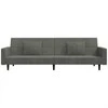 Dvivietė sofa-lova su dvejomis pagalvėmis, pilka, aksomas