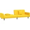 Dvivietė sofa-lova su dvejomis pagalvėmis, geltona, aksomas