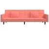 Dvivietė sofa-lova su dvejomis pagalvėmis, rožinė, aksomas