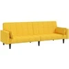 Dvivietė sofa-lova su dvejomis pagalvėmis, geltona, audinys
