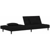 Dvivietė sofa-lova su dvejomis pagalvėmis, juoda, aksomas