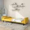 Dvivietė sofa-lova su dvejomis pagalvėmis, geltona, audinys