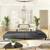 Dvivietė sofa-lova su dvejomis pagalvėmis, pilka, aksomas