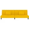 Dvivietė sofa-lova su dvejomis pagalvėmis, geltona, aksomas