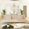 Dvivietė sofa-lova su dvejomis pagalvėmis, kreminė, audinys
